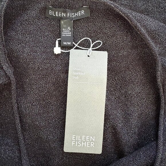 New EILEEN FISHER Sheer Sparkled Slub Knit Lagenlook Tunic Top - Picture 4 of 6